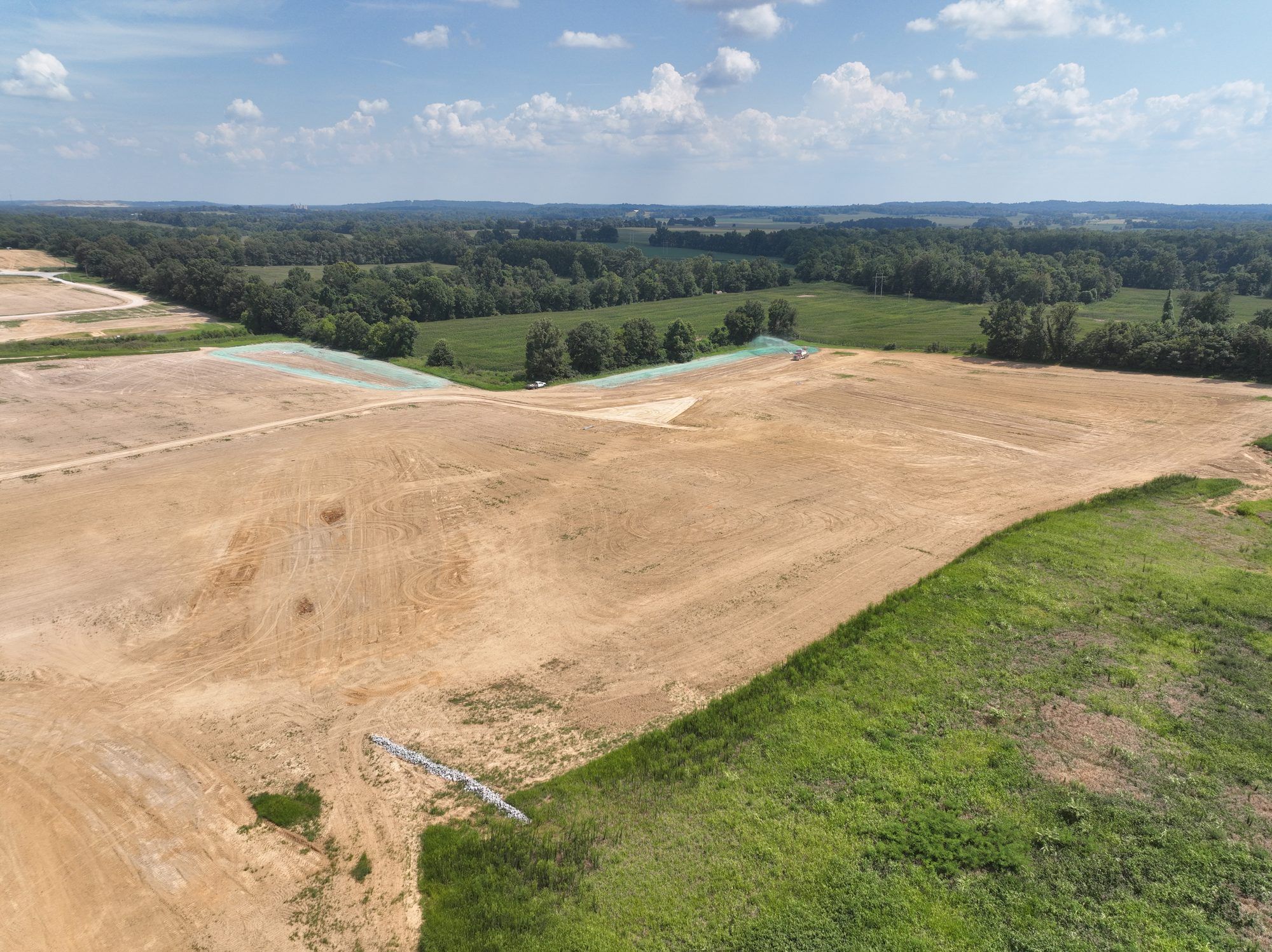 Drone view of a hydroseeded utility-scale solar site